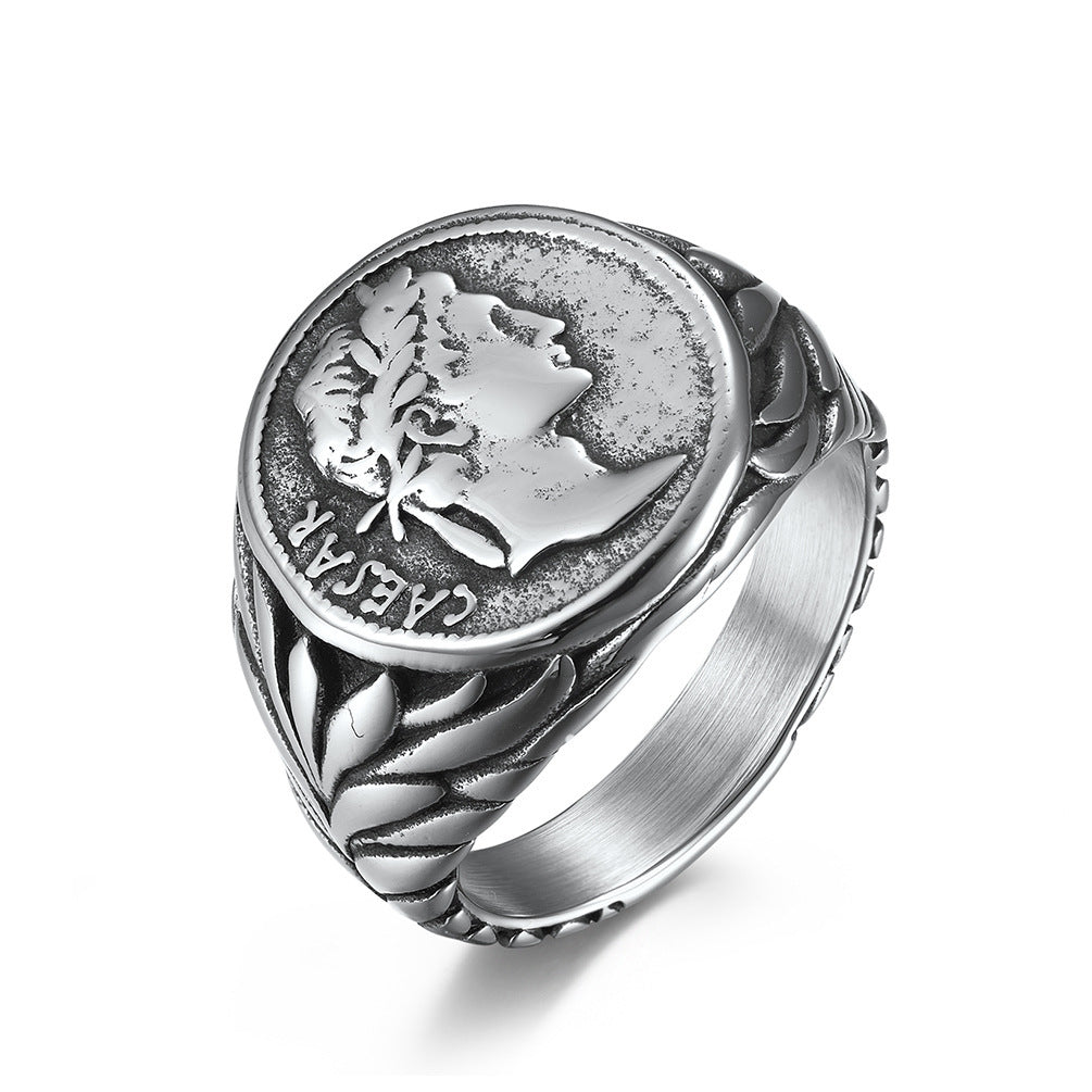 Wholesale Vintage coin portrait stainless steel ring
