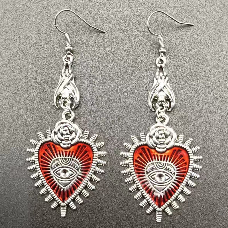Wholesale  Earrings Dark Gothic Punk Style Coffin Heart Vampire Cross Earrings