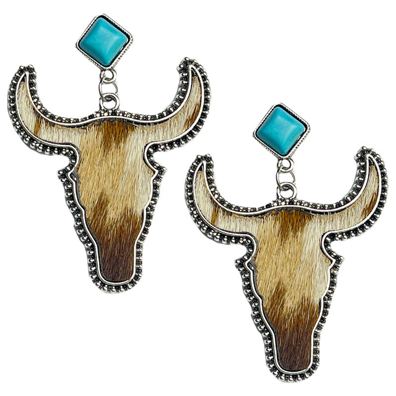 Wholesale Bohemian Bullhead Turquoise Western Style Earrings