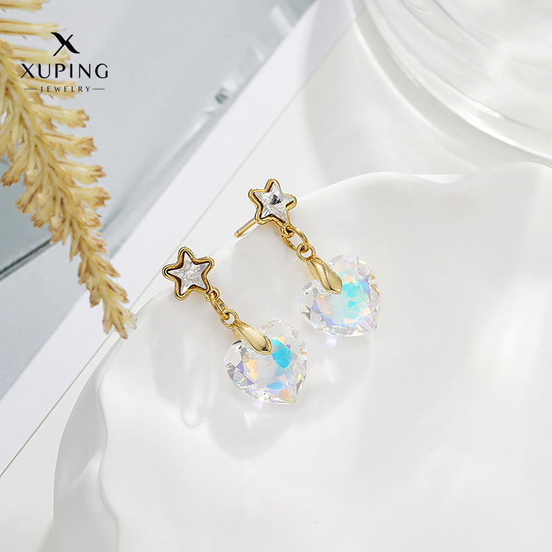 Wholesale Crystal Imitation Series Love Pentagram Cold Wind Exquisite Fashion Sweet and High End Earrings