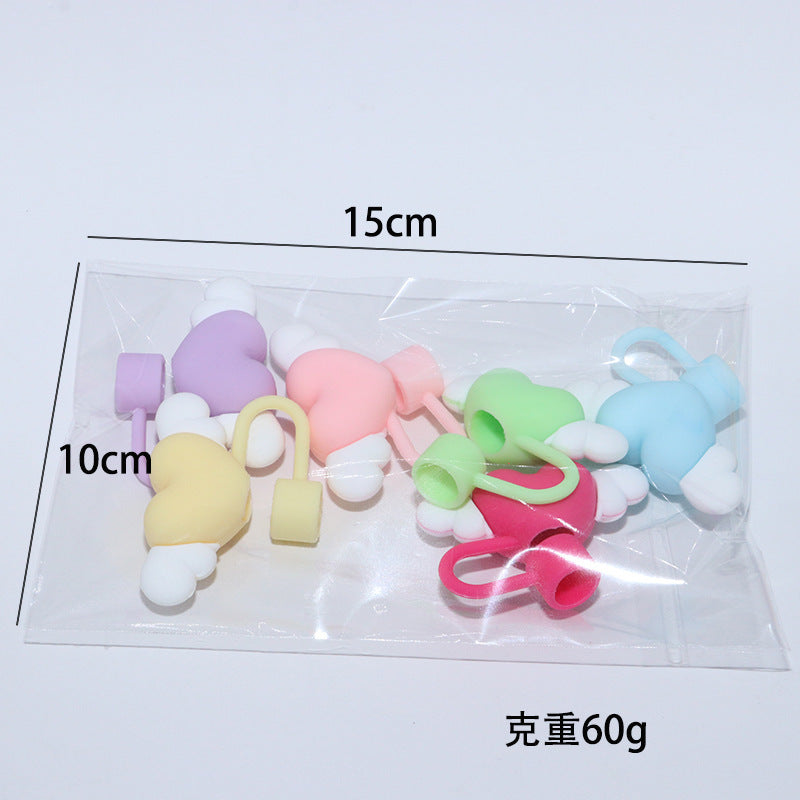 Wholesale 10mm cartoon color love straw cap cup accessories