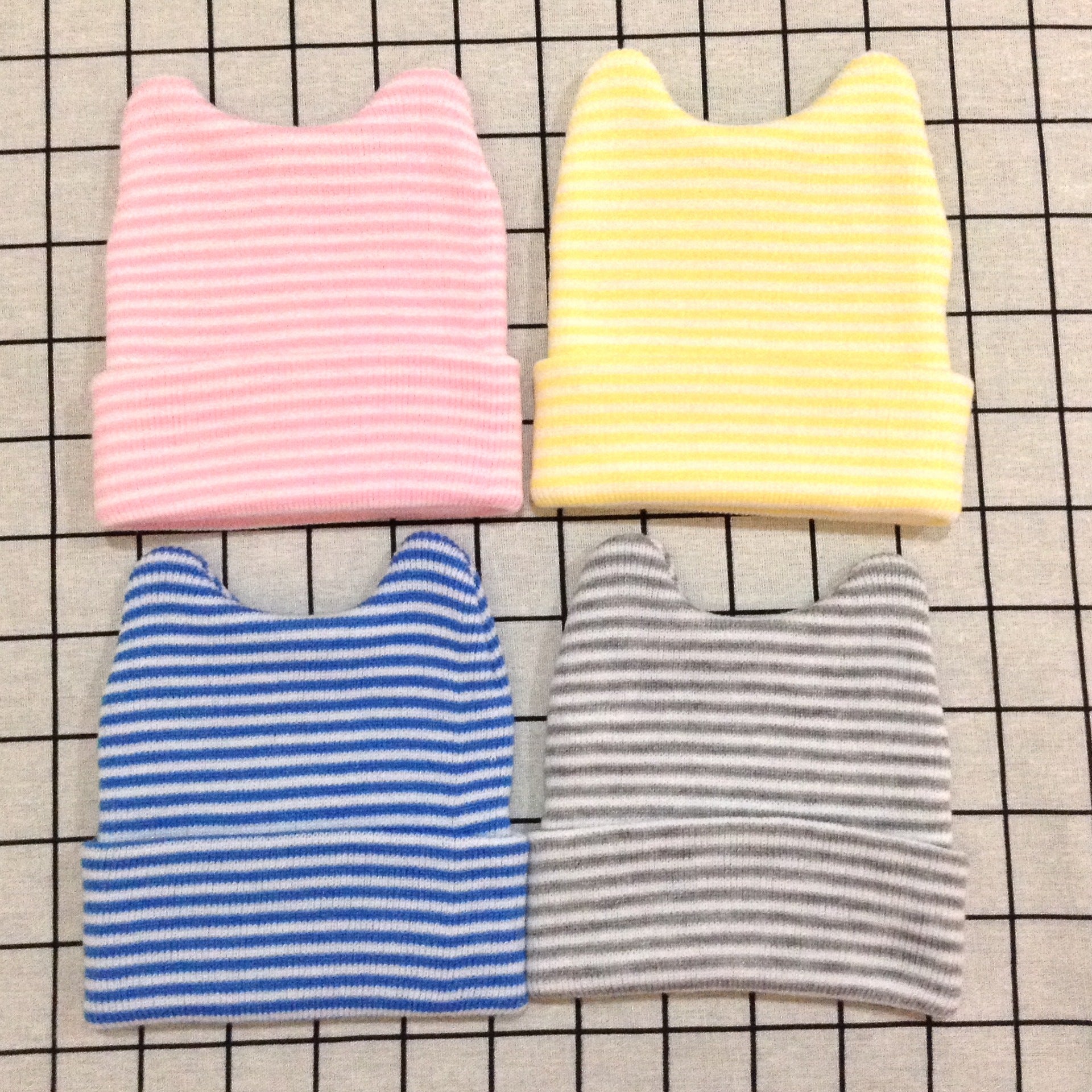 Wholesale New Baby Striped Cat Ears Baby Cotton Yarn Pullover Hat