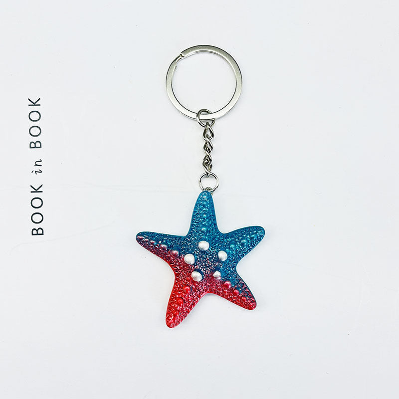 Wholesale Colorful Ocean Star Shell Metal Keychain