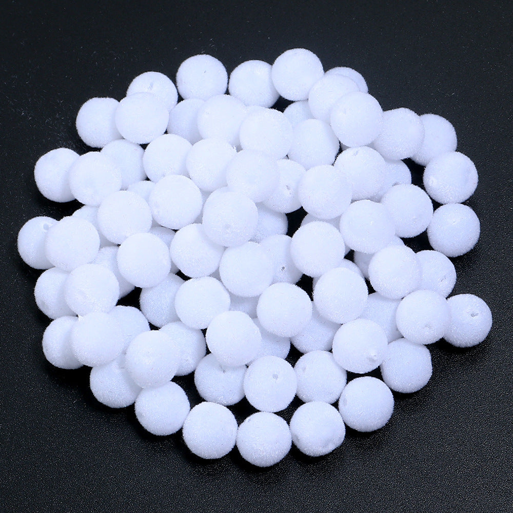Wholesale  Random 100pcs/pack    Resin Flocking Round Beads Perforated F Cloth F Ball Beads Acrylic Beads