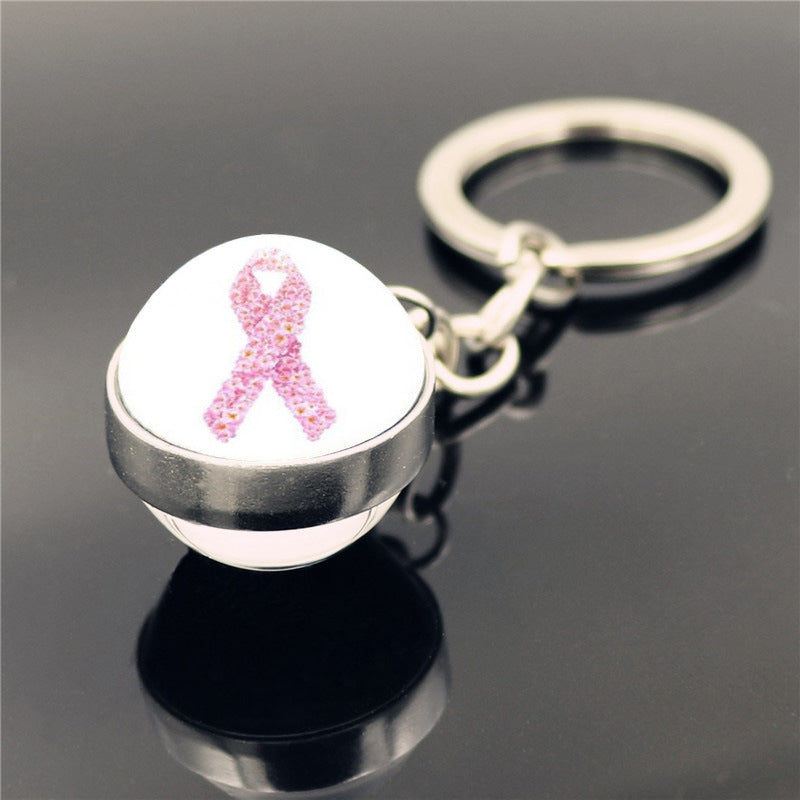Wholesale Care Breast Cancer Vermicelli with Zinc Alloy Key Chain