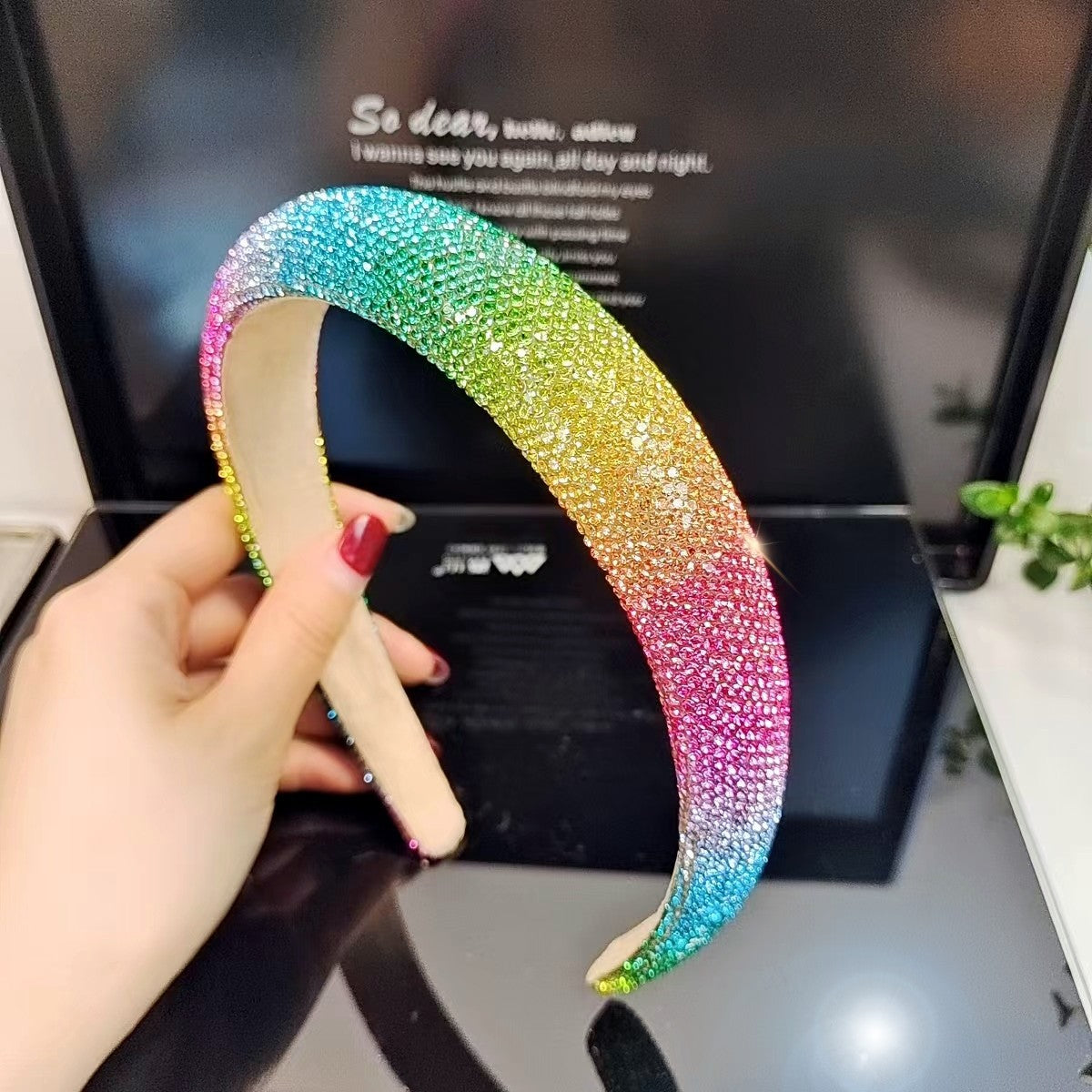 Wholesale High-grade colorful diamond high headband