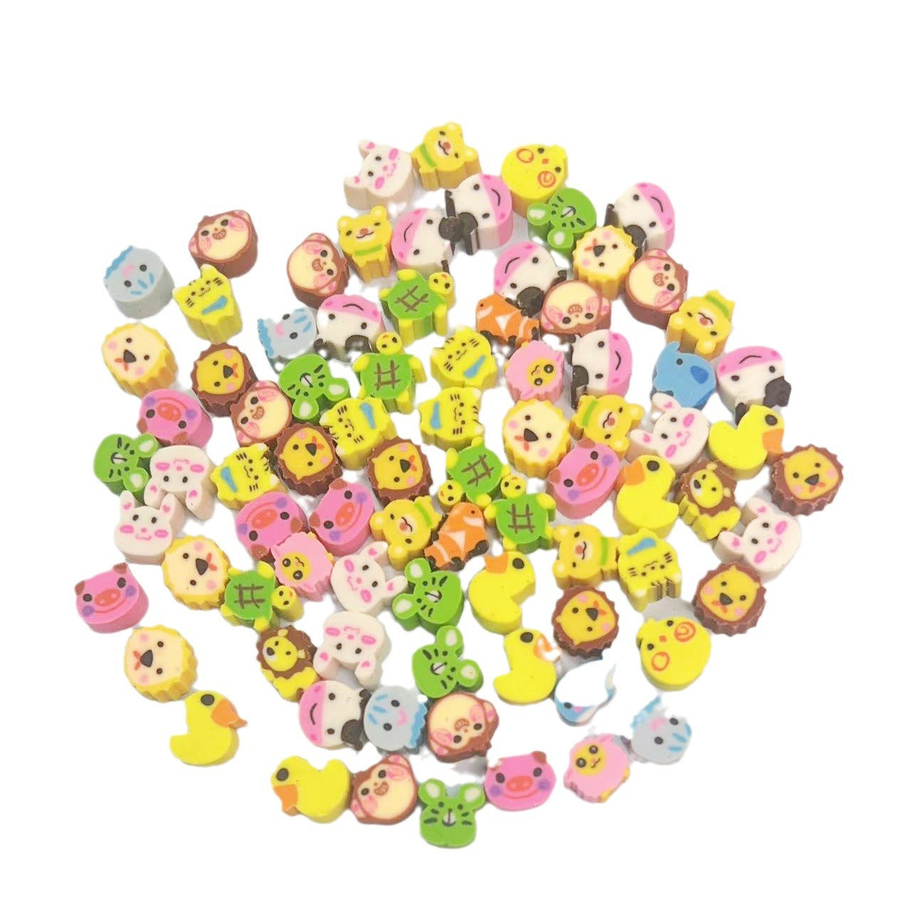 Wholesale of 60pcs/pack Cartoon Animal Rubber PVC Erasers