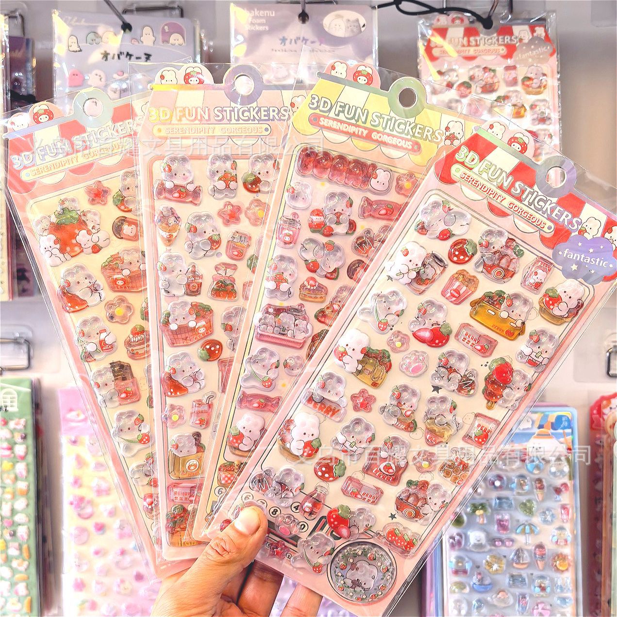 Wholesale Embossed Strawberry Ocean Unicorn Cartoon 3D Stickers  OLY Exclusive
