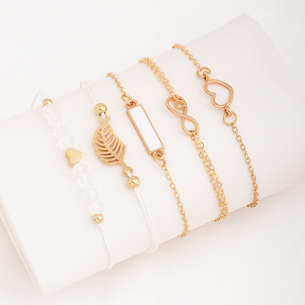 Wholesale 8-character element black geometric square leaf bracelet set