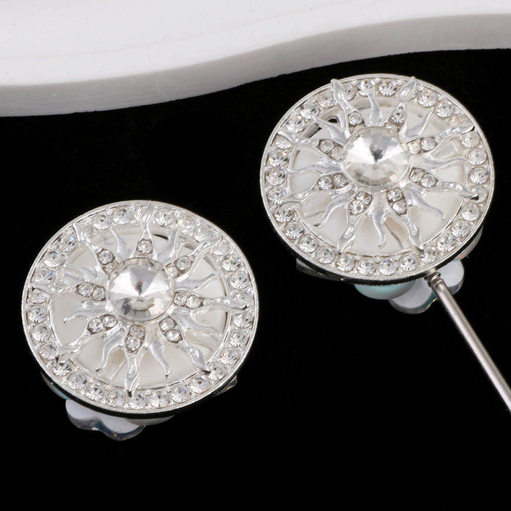 Wholesale 5pcs Diamond inlaid rotating snowflake alloy clay beads