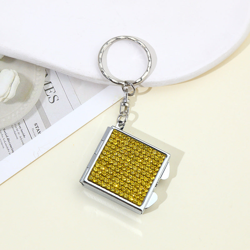 Wholesale Rhinestone Mini Makeup Mirror Keychain