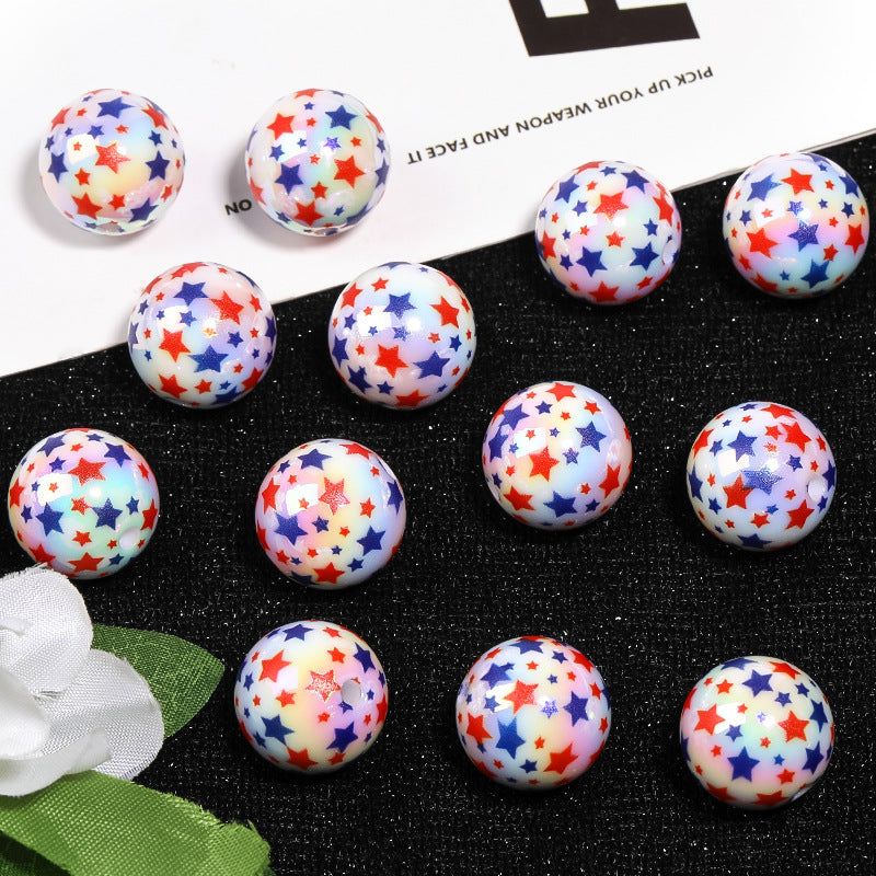 Wholesale 100pcs UV-plated Five-pointed Star Printed Beads