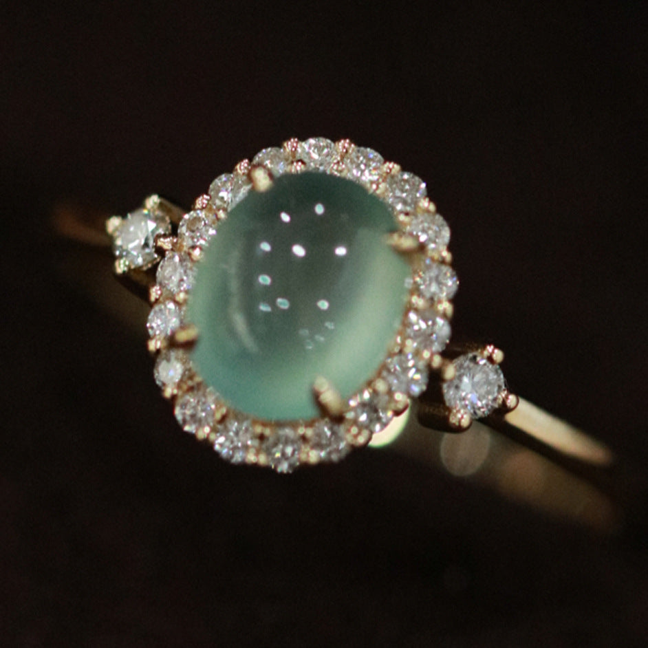 Anillo de calcedonia de oro chapado de cobre al por mayor