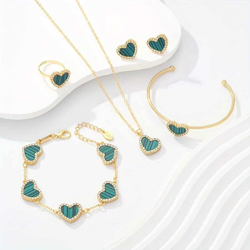 Wholesale Love Diamond Double sided Shell Titanium Steel Jewelry Set