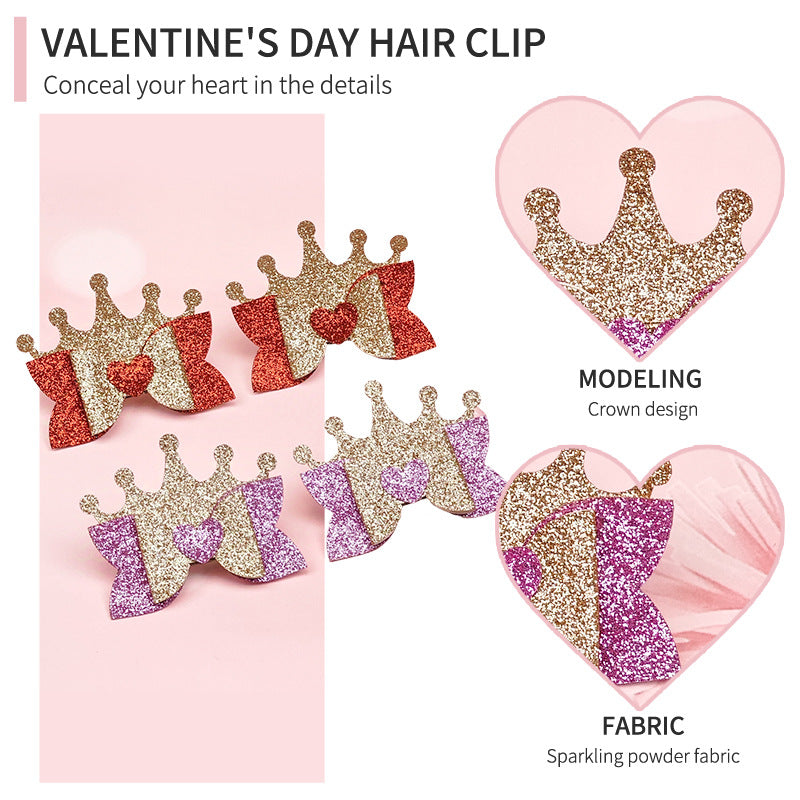 Wholesale Valentine's Day Love Heart Crown Shiny Children's Hair Accessories