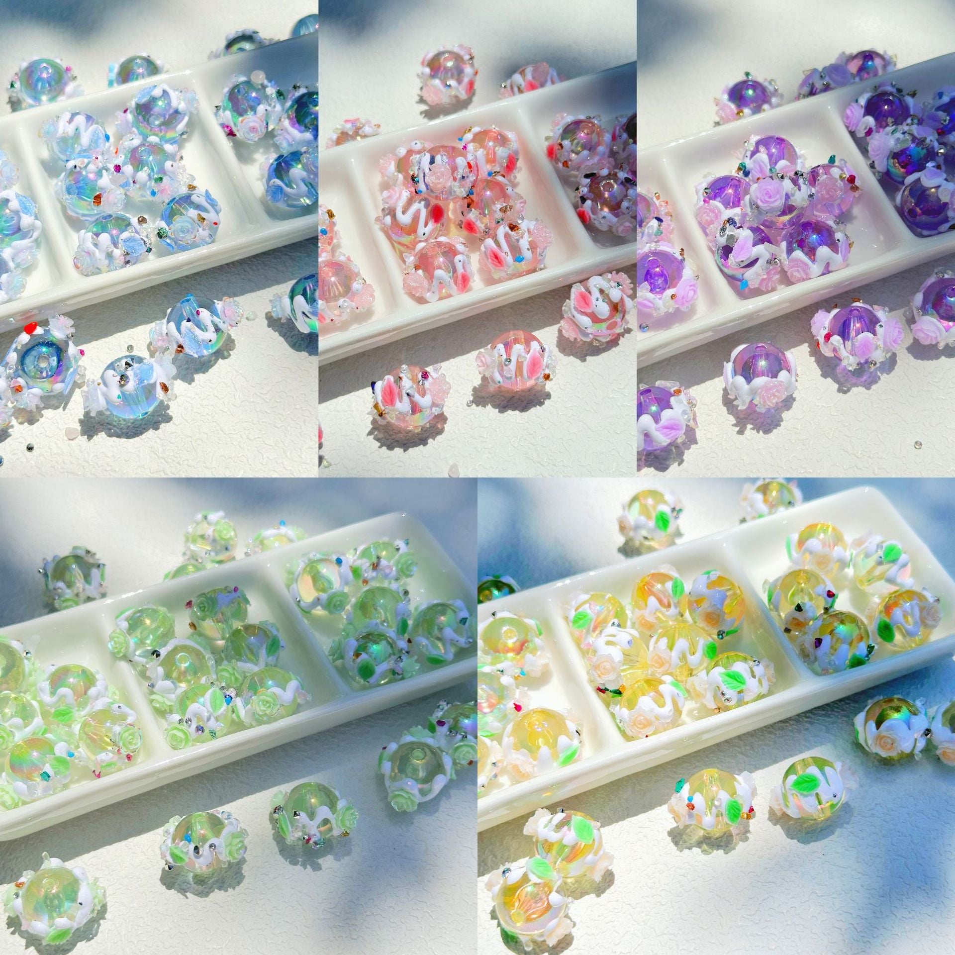Wholesale 10pcs 3mm Diameter Diamond Girl Flower Series Hand-painted Beads