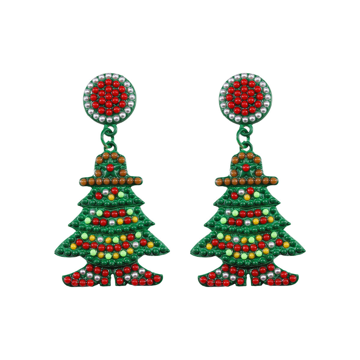 Wholesale Christmas Colored Rice Beads Christmas Tree Earrings