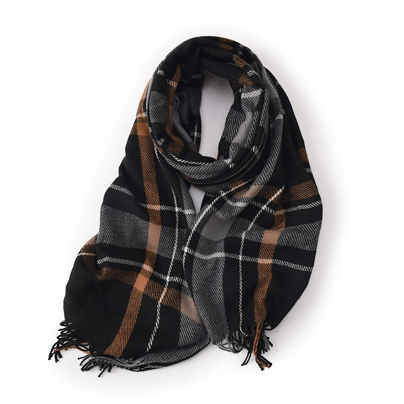 Wholesale Winter Tassel Plaid Imitation Cashmere Warm Scarves