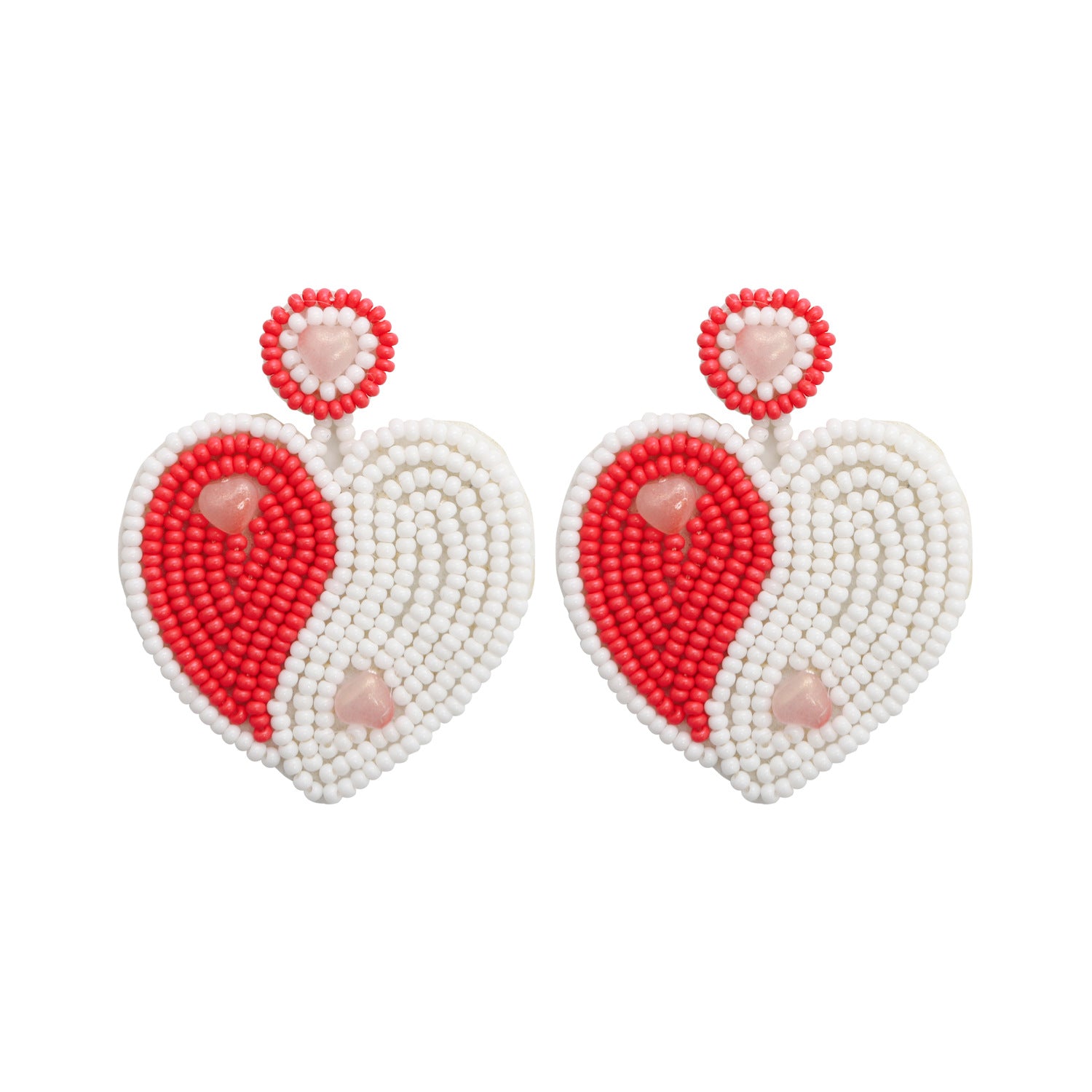 Wholesale Valentine's Day Handwoven Bohemian Heart Rice Beads Earrings