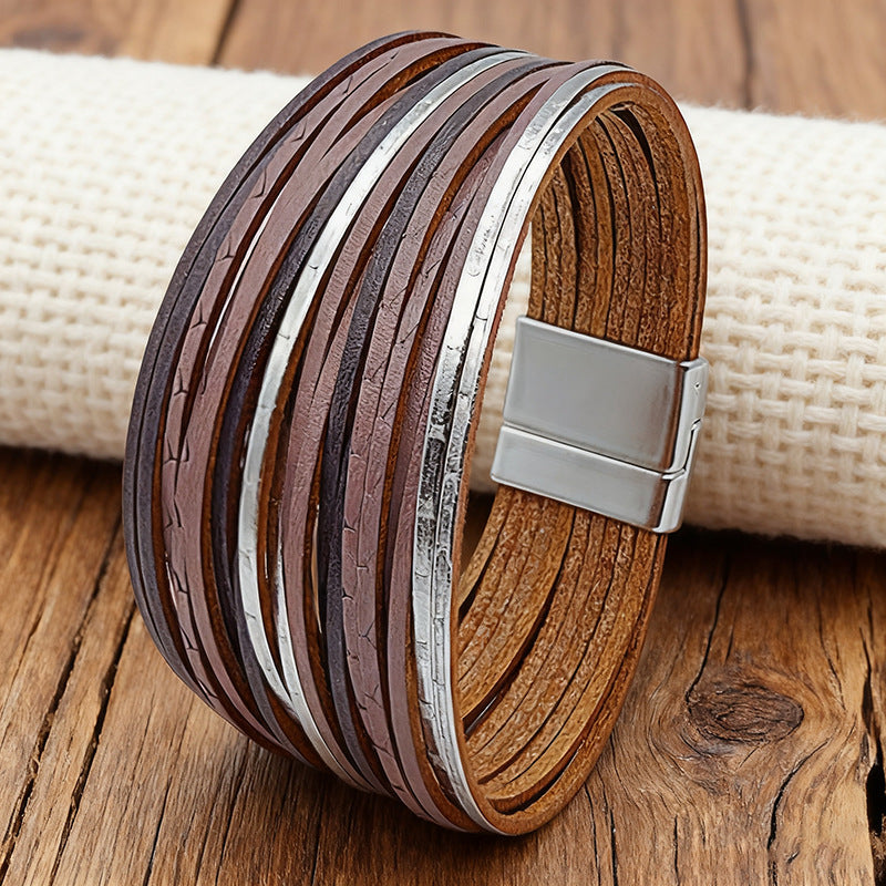 Wholesale Color-blocked embossed  Layered Bracelet Set