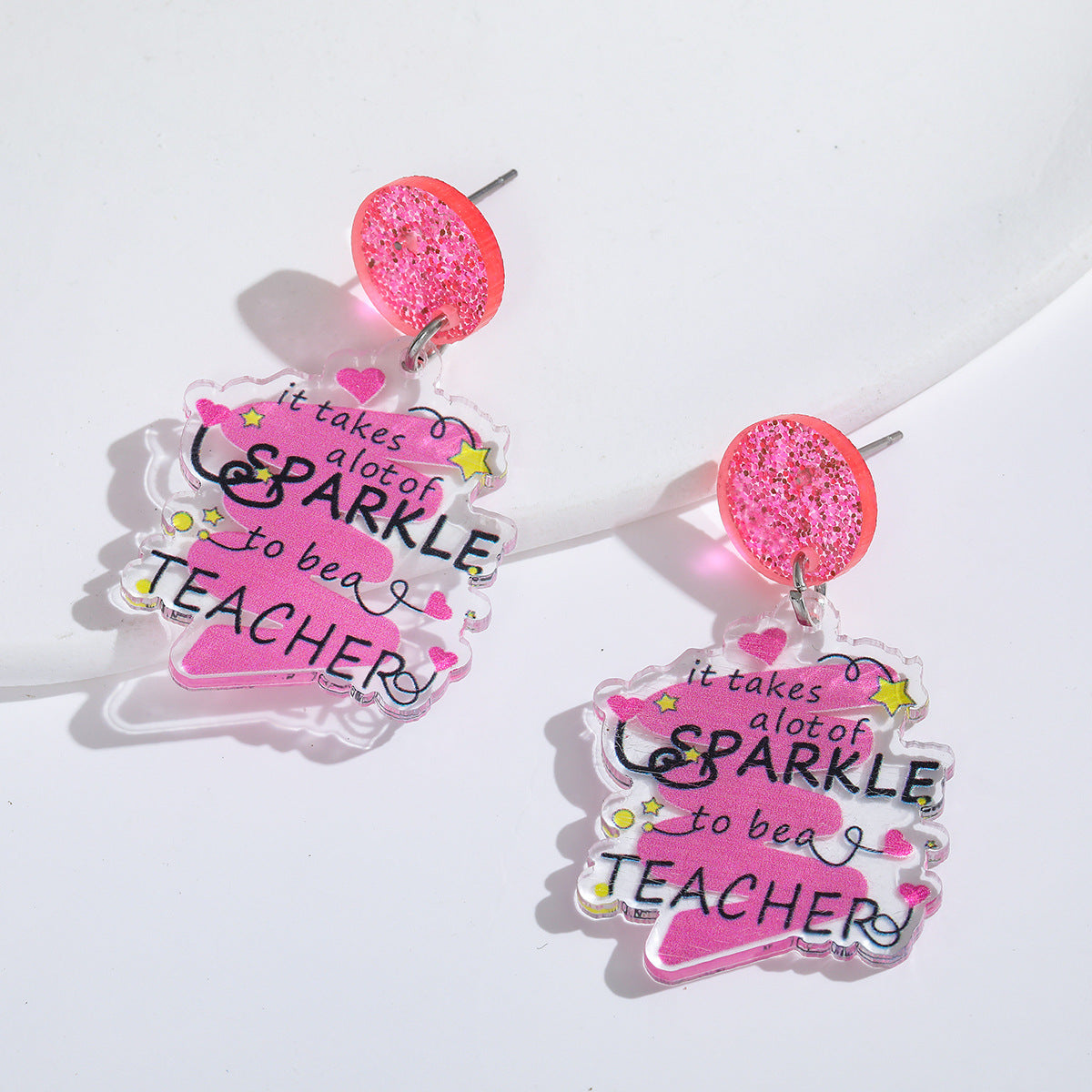 Wholesale Teacher's Day teach glitter acrylic earrings campus teacher earrings cute jewelry