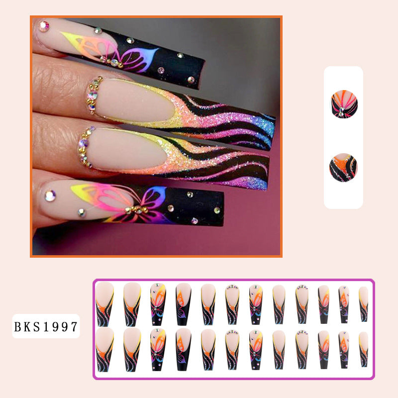 Wholesale Flashing butterfly wearable French nail stickers