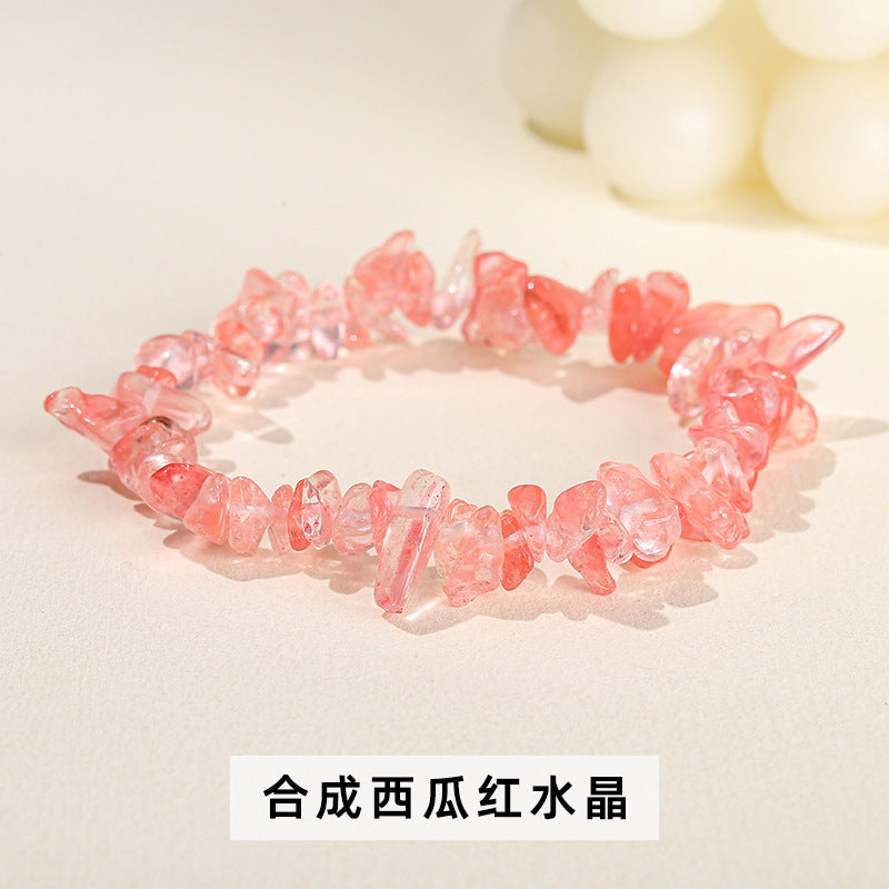Wholesale natural crystal agate colorful gravel elastic bracelet