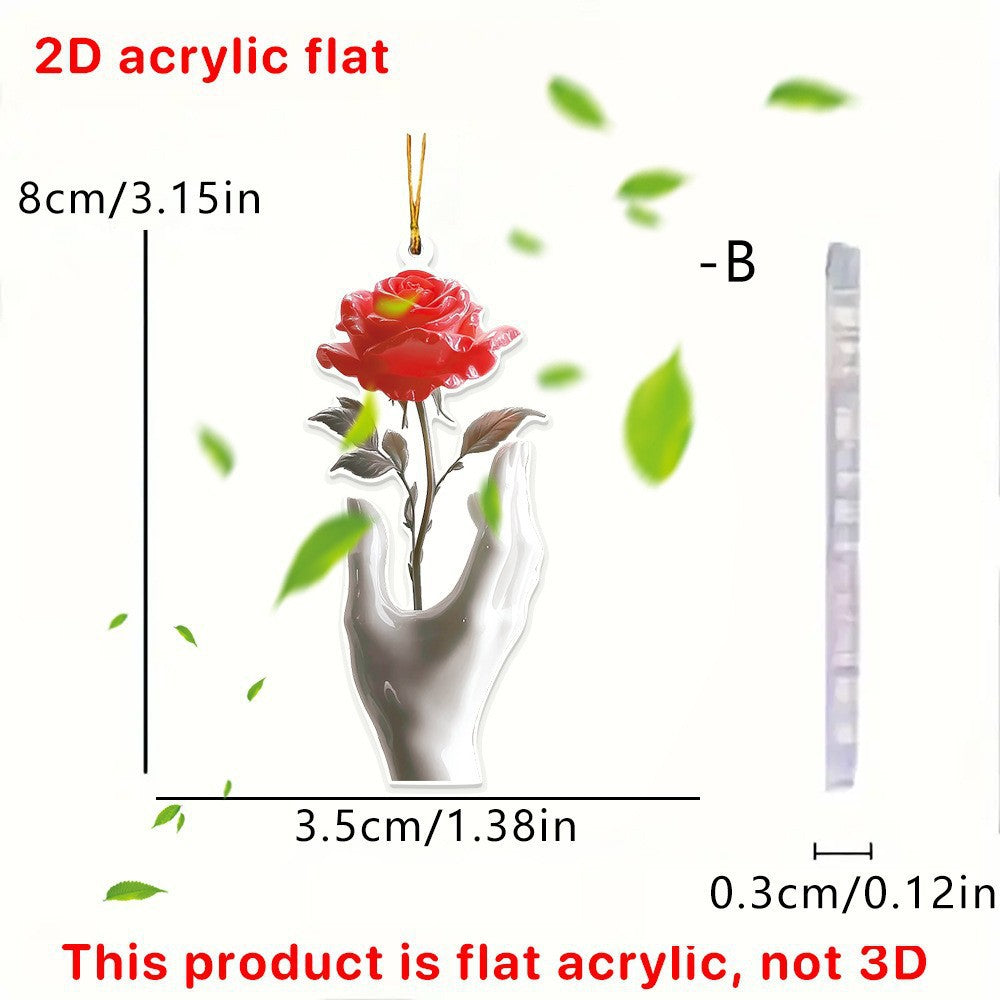 Wholesale Acrylic Interior Car Hanging Ornament  Rose and Woman' s Hand