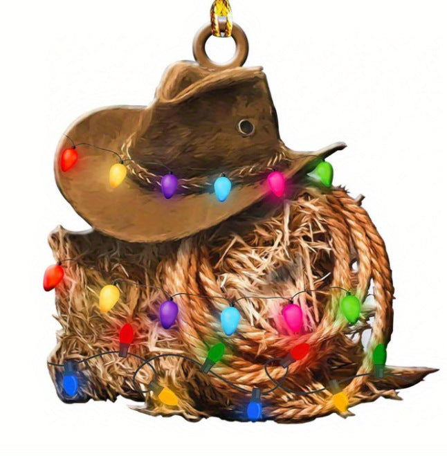 Wholesale Denim Boots Acrylic Flat Christmas Tree Pendants