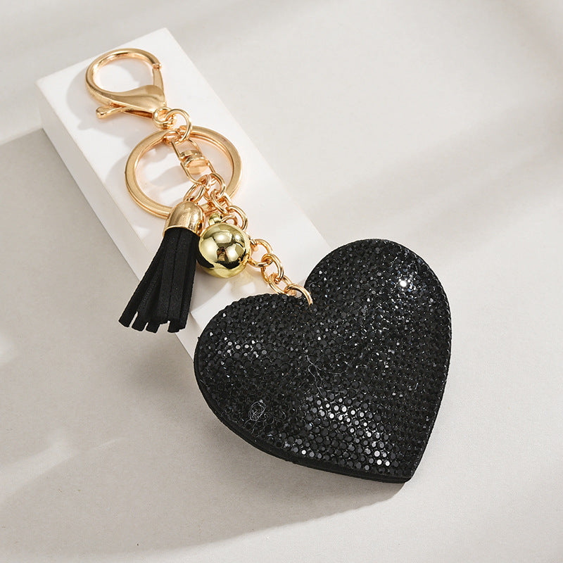 Wholesale Heart-shaped Rhinestone Leather Keychain