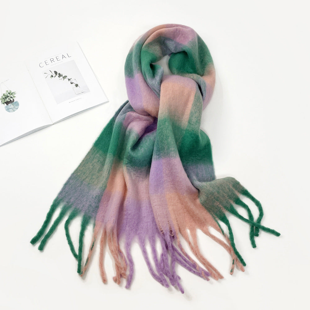 Wholesale Colorful Plaid Winter Warm Seahorse Hair Scarf