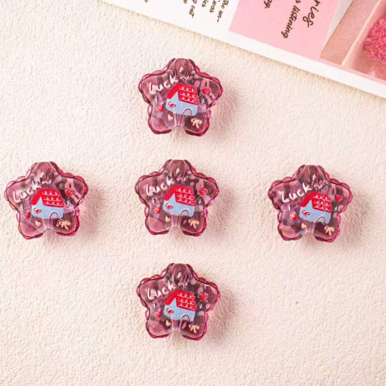 Wholesale 10pcs DIY Acrylic Star Cute Dessert Beaded Crafts Beadable Accessories OLY Exclusive