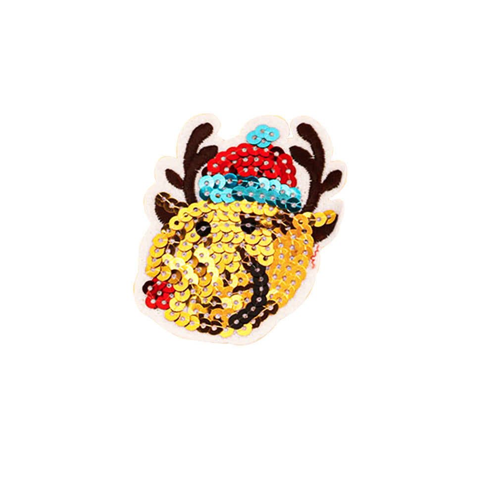 Wholesale Glitter Sequined Cloth Badge  Snowflake Reindeer Christmas Stocking Pattern