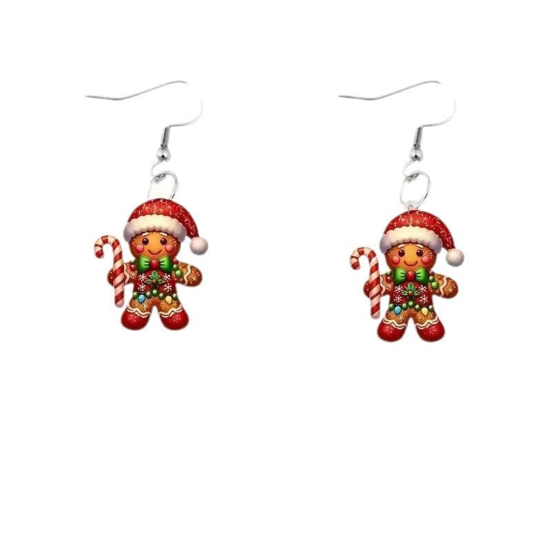 Wholesale Cartoon acrylic earrings with Christmas hat