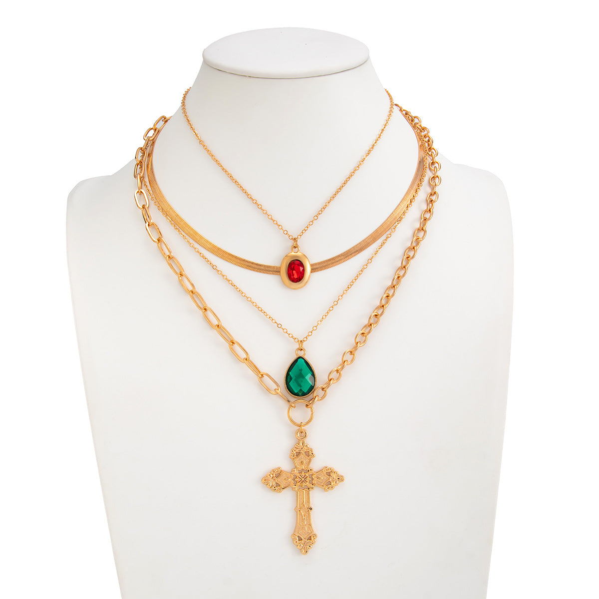 Wholesale Diamond and gemstone cross pendant necklace