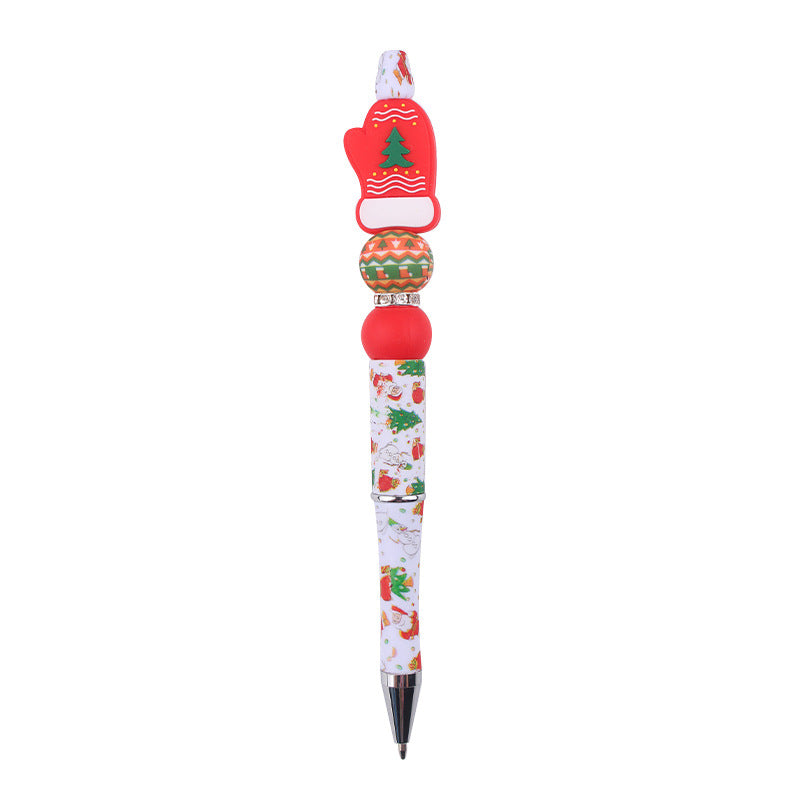 Wholesale Beaded Pens Christmas Series Silicone Beads Plastic Ballpoint Pen