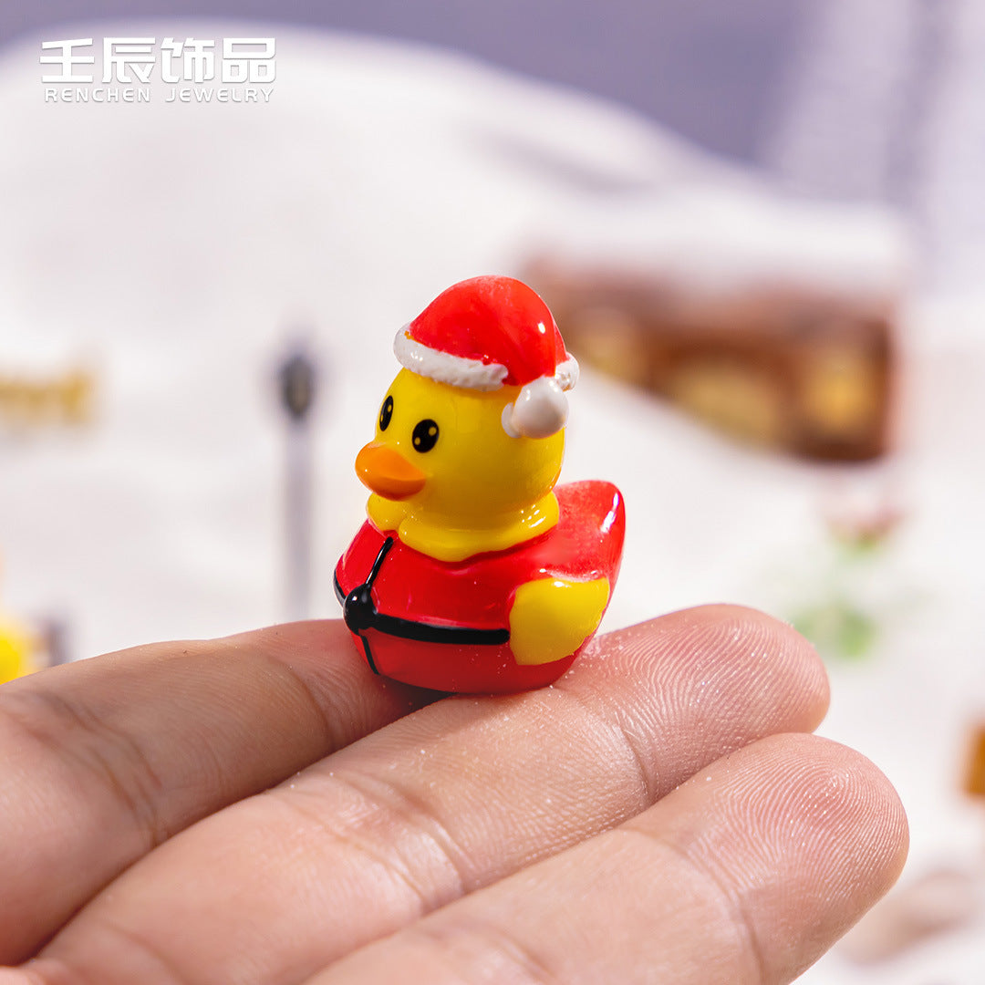 Wholesale Christmas Little Yellow Duck Animal Doll DIY  Resin Craft Gardening
