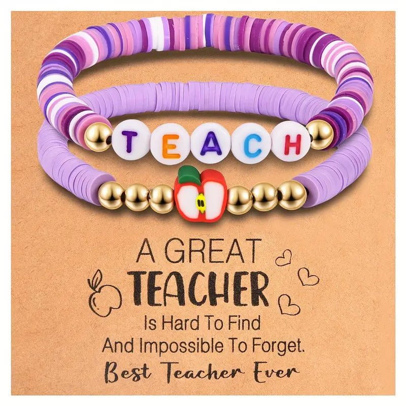 Wholesale  Teachers'  Holiday   Apple Letters Colorful Soft y Bracelet