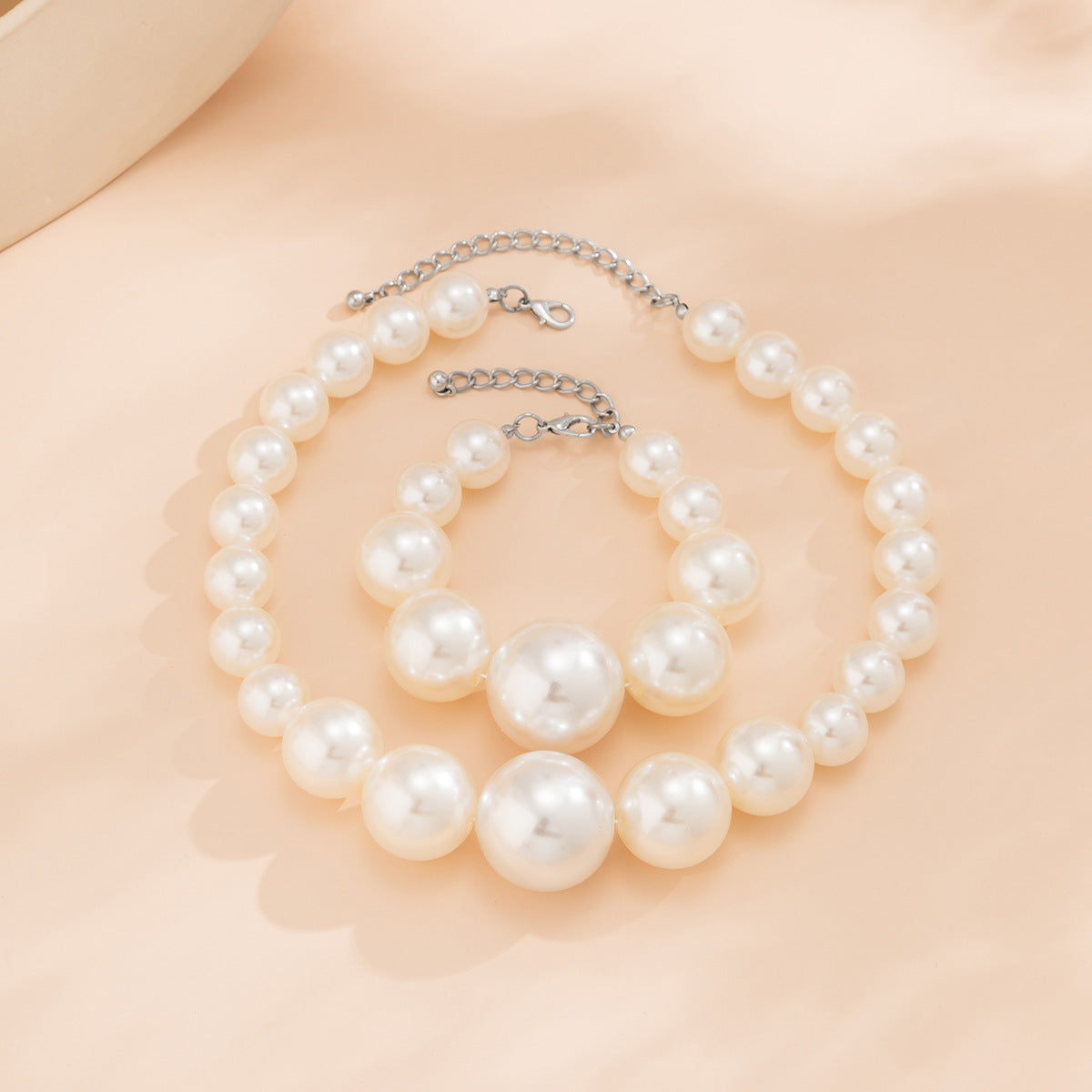 Wholesale Imitation Pearl Beads Chain Earrings Bracelet Necklaces Set