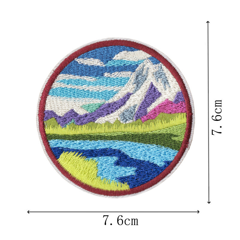 Wholesale Embroidered Patches Set Of 8 Snow Mountain Flower Design DIY Iron On For Backpack Towel Decorative Gift