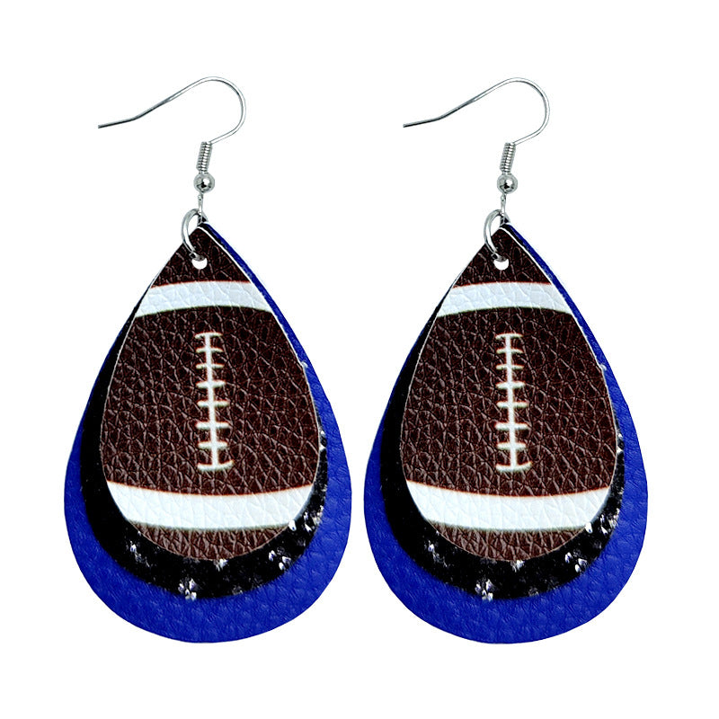 Wholesale Rugby Drop Shaped Leather Earrings