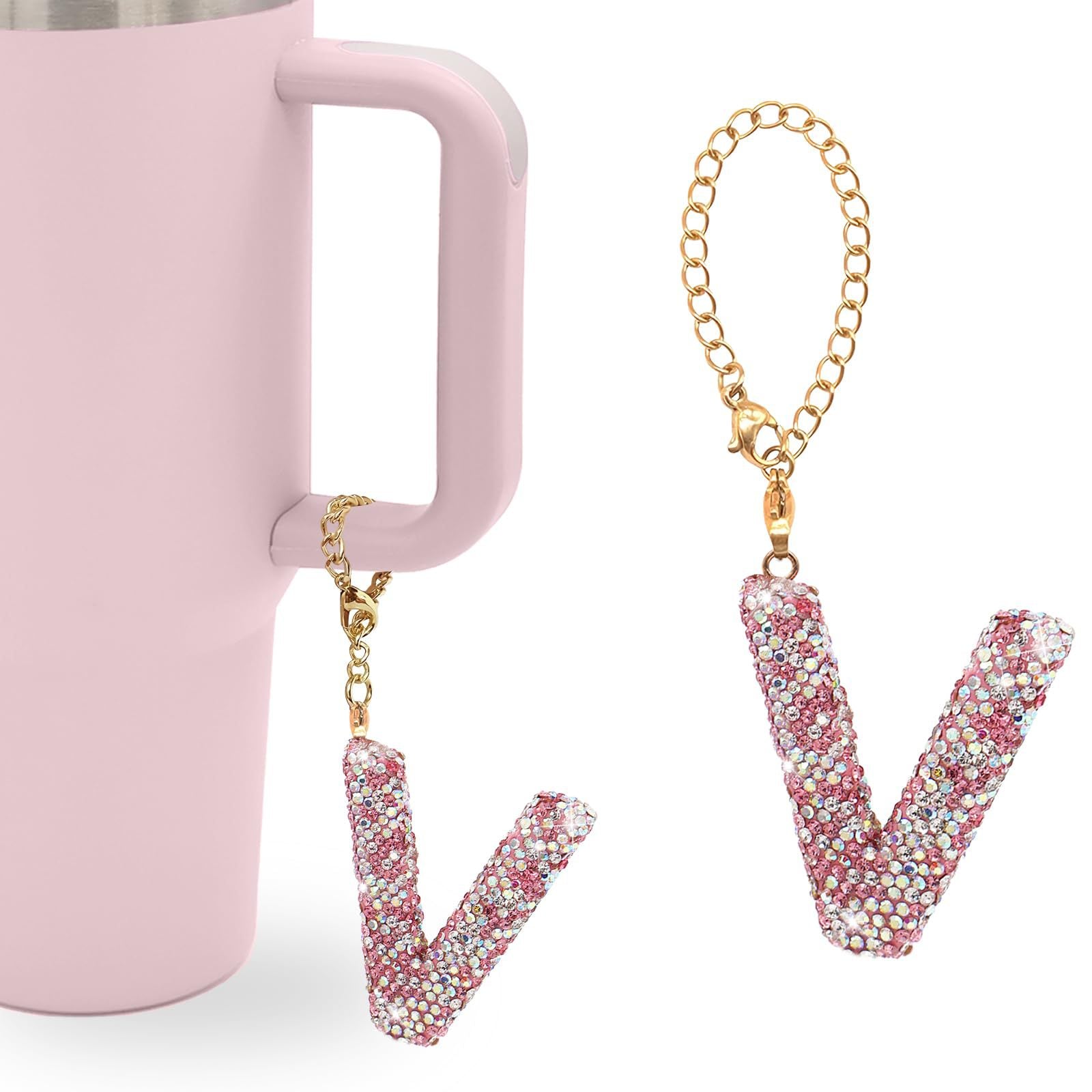 Wholesale Pink Diamond English Letter Water Cup Chain Pendant Cup Accessories