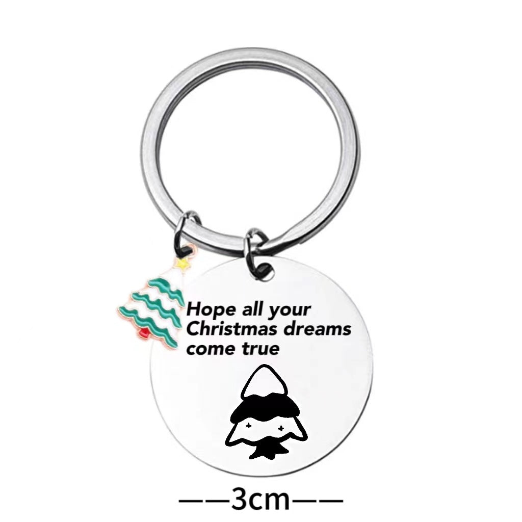 Llavero de árboles de Navidad de acero inoxidable al por mayor