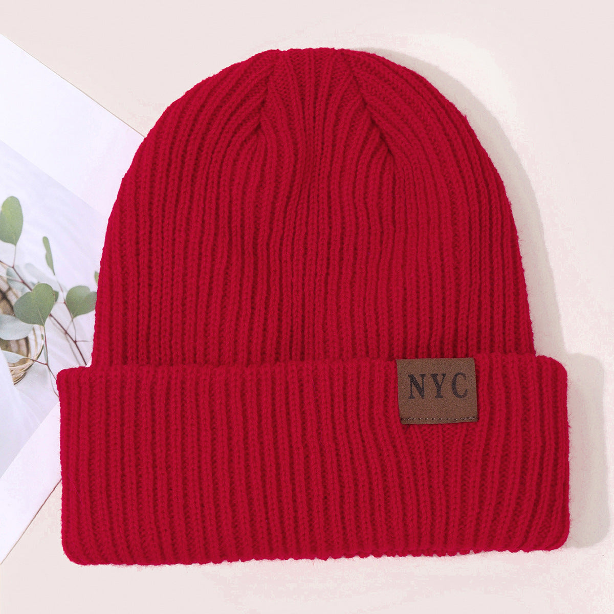 Wholesale Solid Color Flanged Warm and Windproof Knitted Hats, Woolen Hats