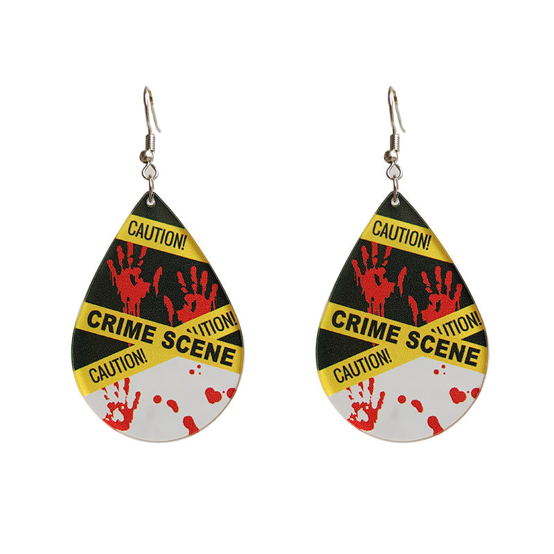 Wholesale 2 Pair/Pack Horror Halloween Blood Fingerprint Handprint Transparent Acrylic Earrings