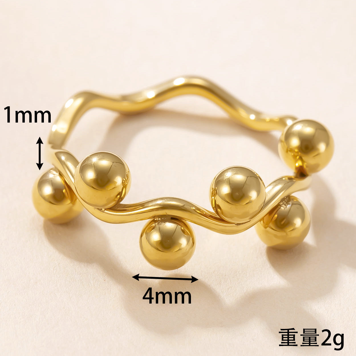 Wholesale Stainless Steel Ring Wave Bead Ring