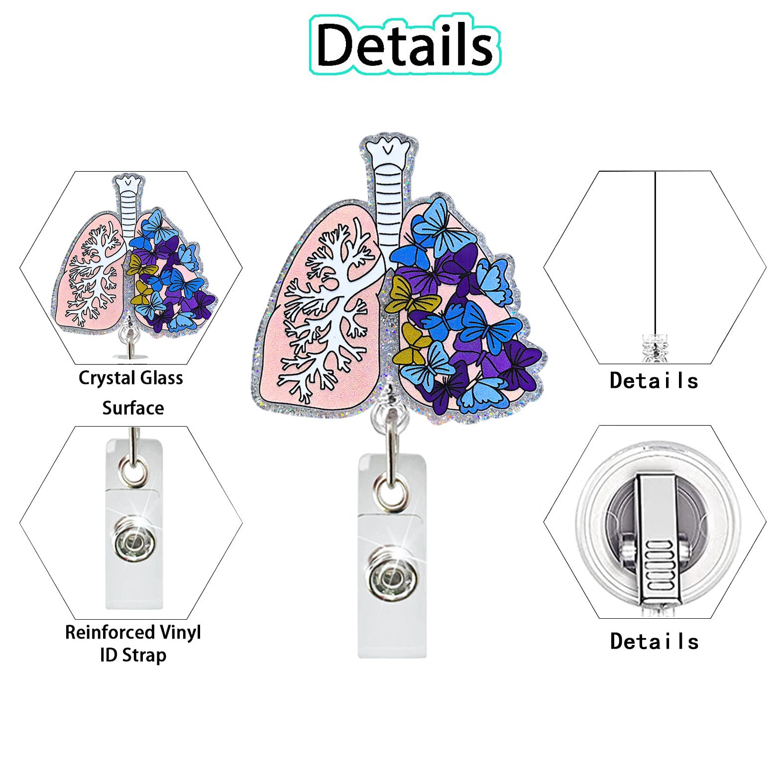 Wholesale Acrylic medical retractable badge scroll easy pull buckle