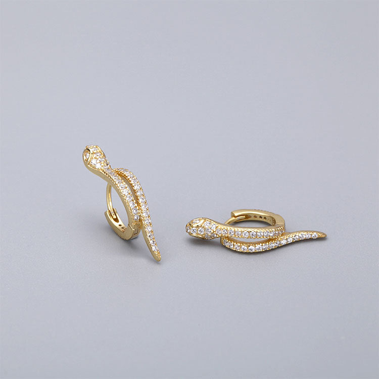 Wholesale 925 Sterling Silver Snake Shaped Zircon Earrings