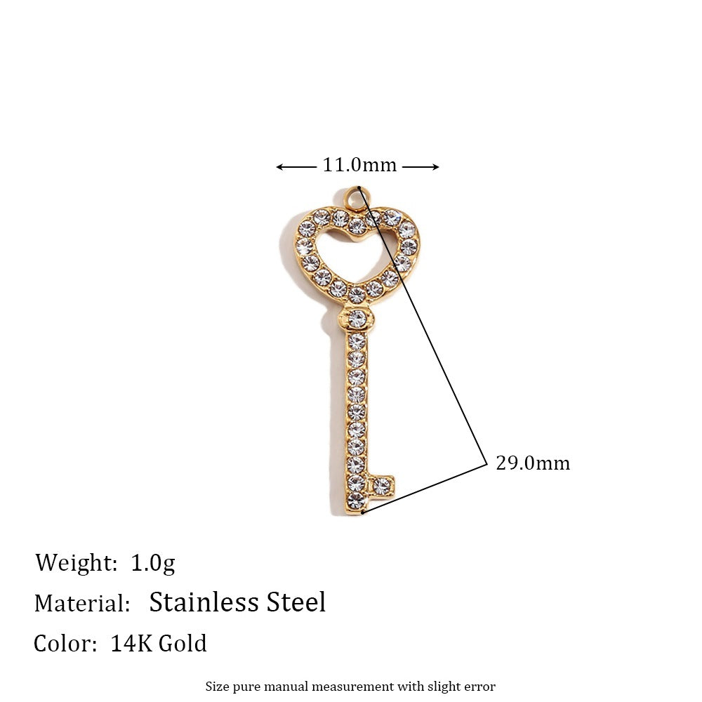 Wholesale Gold heart-shaped geometric pendant with tiny colored diamonds