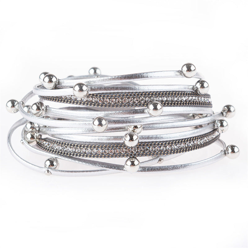 Wholesale Sweet Cool Rivet Layered Bracelet Set